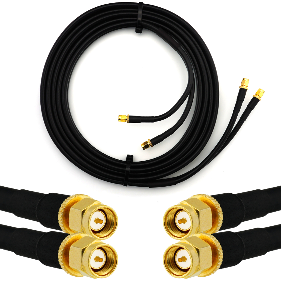 SMA Male to SMA Male 2m Twin Coaxial Cable — HF240 (LMR240 equivalent)