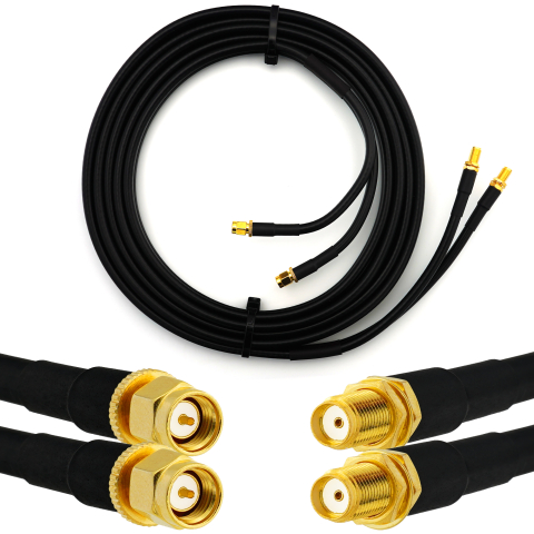 SMA Male to SMA Female 12m Twin Coaxial Cable — HF240 (LMR240 equivalent)
