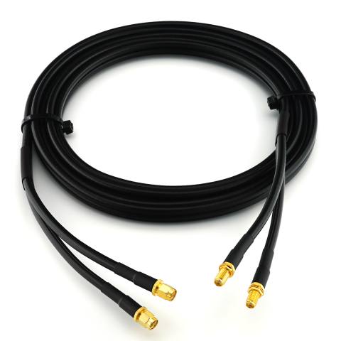 SMA Male to SMA Female 12m Twin Coaxial Cable — HF240 (LMR240 equivalent)