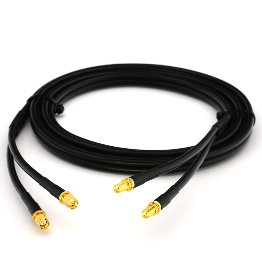 SMA Male to SMA Female 12m Twin Coaxial Cable — HF240 (LMR240 equivalent)