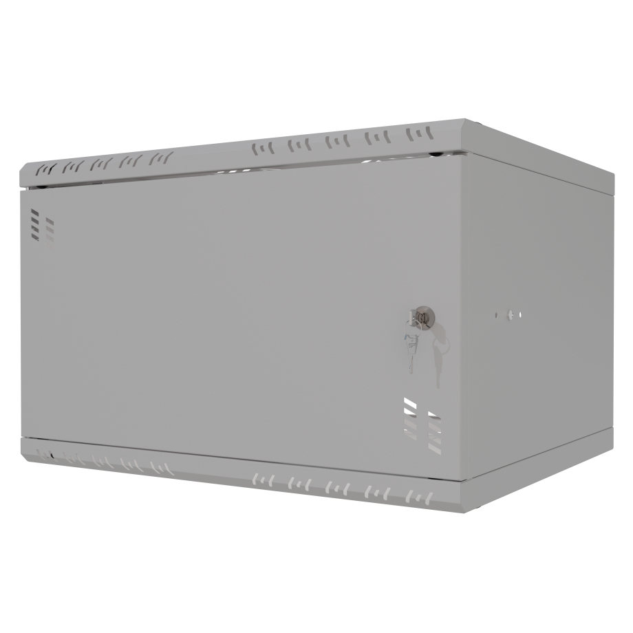 Rack Cabinet 19" 6U, 450mm, Glass Door, Grey