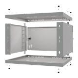 Rack Cabinet 19" 6U, 450mm, Glass Door, Grey