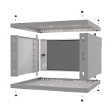 Rack Cabinet 19" 6U, 450mm, Glass Door, Grey