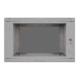Rack Cabinet 19" 6U, 450mm, Glass Door, Grey