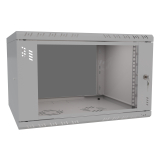 Rack Cabinet 19" 6U, 450mm, Glass Door, Grey