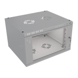 Rack Cabinet 19" 6U, 450mm, Glass Door, Grey