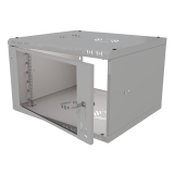 Rack Cabinet 19" 6U, 450mm, Glass Door, Grey