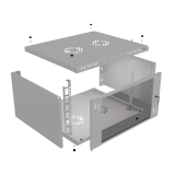 Rack Cabinet 19" 6U, 450mm, Glass Door, Grey