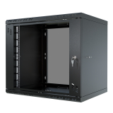 Rack Cabinet 19" 9U, 450mm, Glass Door, Black