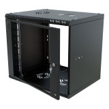 Rack Cabinet 19" 9U, 450mm, Glass Door, Black