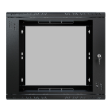 Rack Cabinet 19" 9U, 450mm, Glass Door, Black