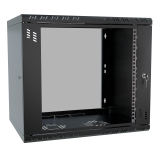 Rack Cabinet 19" 9U, 450mm, Glass Door, Black