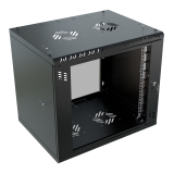 Rack Cabinet 19" 9U, 450mm, Glass Door, Black