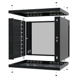Rack Cabinet 19" 9U, 450mm, Glass Door, Black