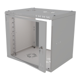 Rack Cabinet 19" 9U, 450mm, Glass Door, Grey