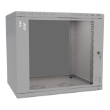 Rack Cabinet 19" 9U, 450mm, Glass Door, Grey