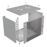 Rack Cabinet 19" 9U, 450mm, Glass Door, Grey