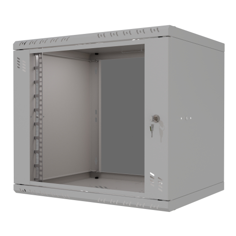 Rack Cabinet 19" 9U, 600mm, Glass Door, Grey