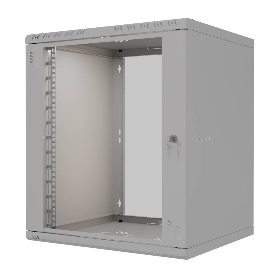 Rack Cabinet 19" 12U, 600mm, Glass Door, Grey