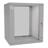 Rack Cabinet 19" 12U, 600mm, Glass Door, Grey
