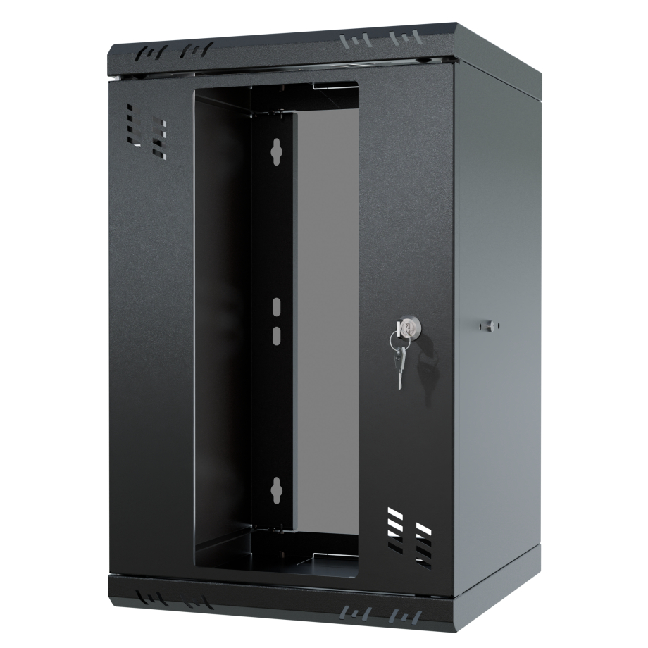 Rack Cabinet 10" 9U, 300mm, Glass Door, Black
