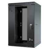 Rack Cabinet 10" 9U, 300mm, Glass Door, Black