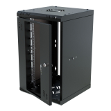 Rack Cabinet 10" 9U, 300mm, Glass Door, Black