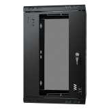Rack Cabinet 10" 9U, 300mm, Glass Door, Black
