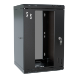 Rack Cabinet 10" 9U, 300mm, Glass Door, Black