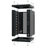 Rack Cabinet 10" 9U, 300mm, Glass Door, Black