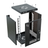 Rack Cabinet 10" 9U, 300mm, Glass Door, Black