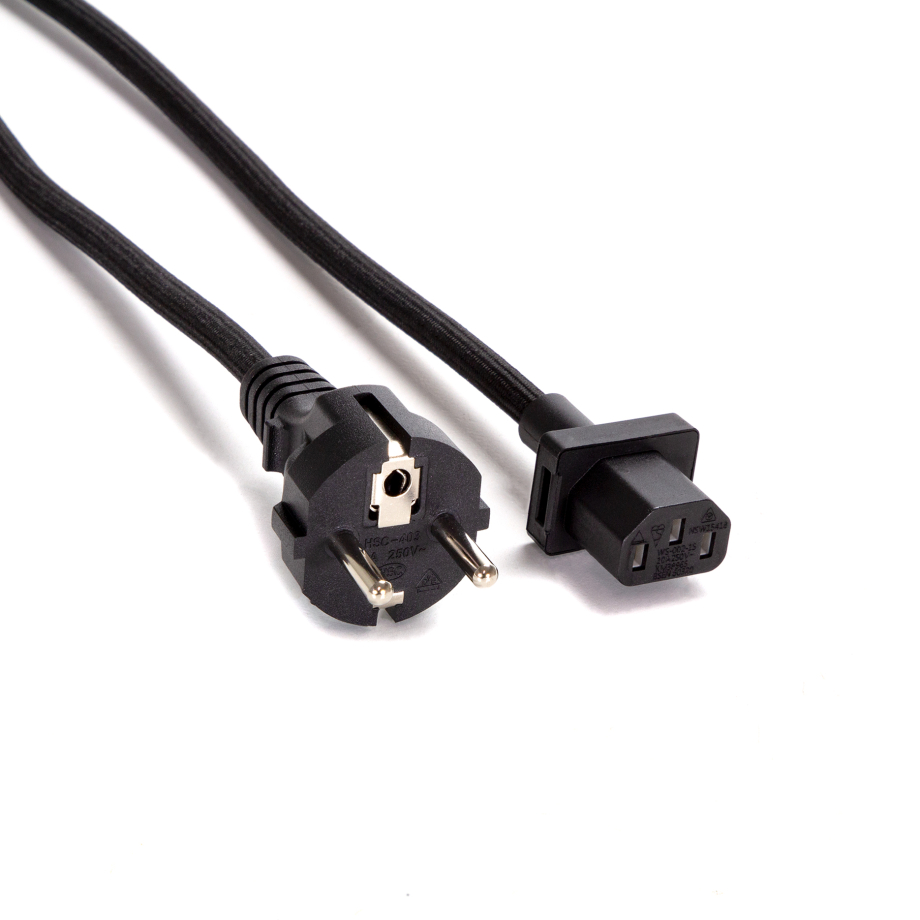 Power Cord IEC C13 EU Plug Black