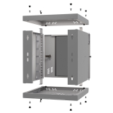 Rack Cabinet 10" 6U, 300mm, Glass Door, Grey