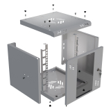 Rack Cabinet 10" 6U, 300mm, Glass Door, Grey