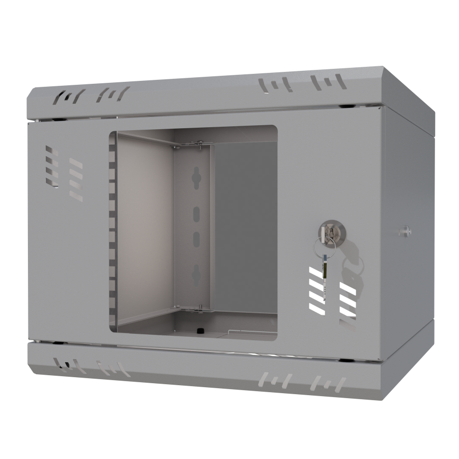 Rack Cabinet 10" 4U, 300mm, Glass Door, Grey