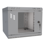 Rack Cabinet 10" 4U, 300mm, Glass Door, Grey