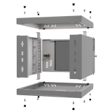 Rack Cabinet 10" 4U, 300mm, Glass Door, Grey