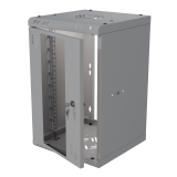 Rack Cabinet 10" 9U, 300mm, Glass Door, Grey