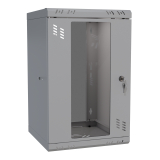 Rack Cabinet 10" 9U, 300mm, Glass Door, Grey