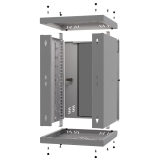 Rack Cabinet 10" 9U, 300mm, Glass Door, Grey
