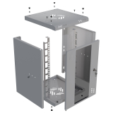 Rack Cabinet 10" 9U, 300mm, Glass Door, Grey