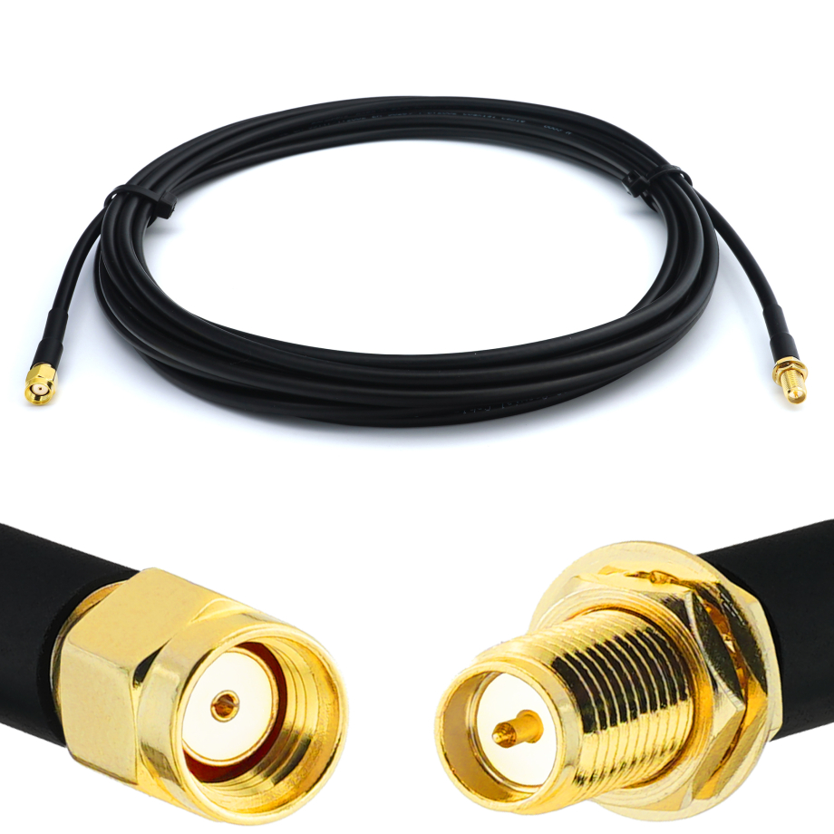 RP-SMA Male to RP-SMA Female 5m RG58/U Coaxial Cable