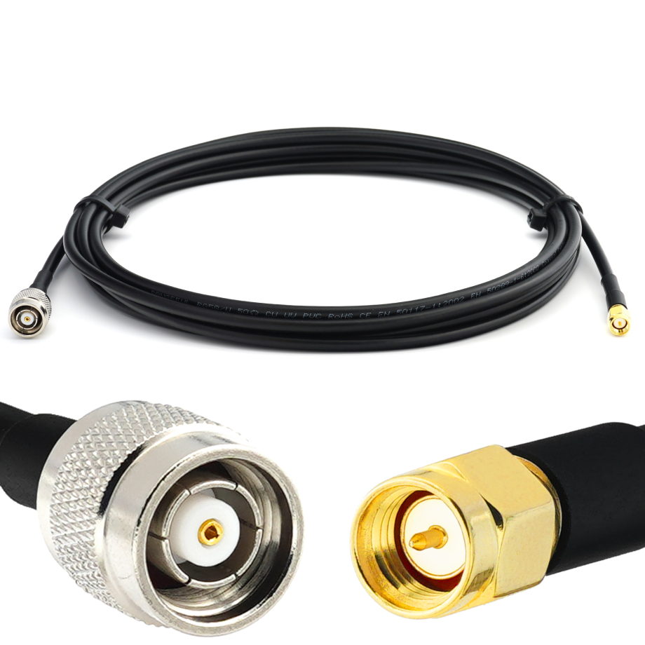 RP-TNC Male to SMA Male 1m RG58/U Coaxial Cable