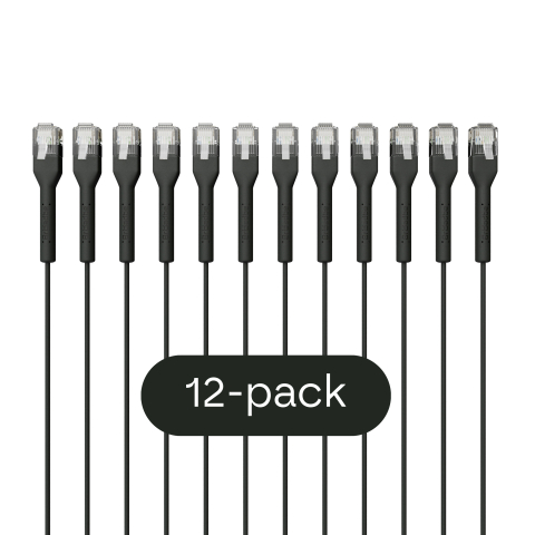 Broadbe Slim Patch Cable 5G Black 0.3m 12-pack