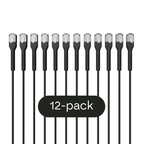 Broadbe Slim Patch Cable 10G Black 0.3m 12-pack