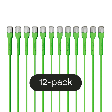 Broadbe Slim Patch Cable 10G Green 0.3m 12-pack