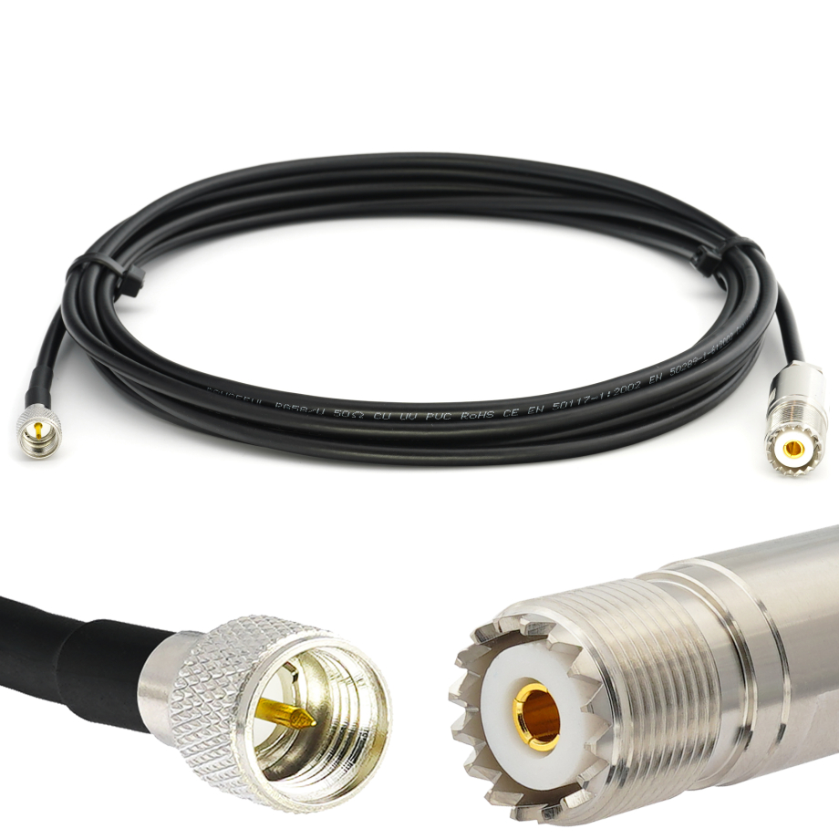 Mini UHF Male to SO239 UHF 10m RG58/U Coaxial Cable