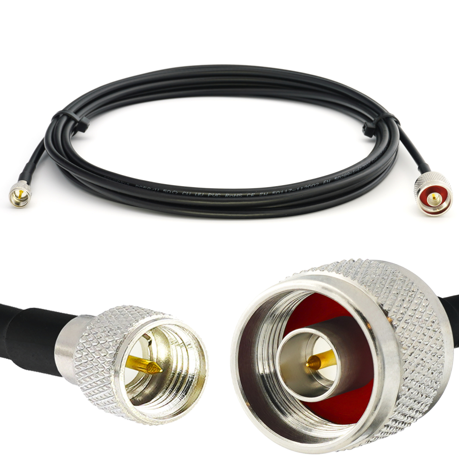 Mini UHF Male to N Male 12m RG58/U Coaxial Cable