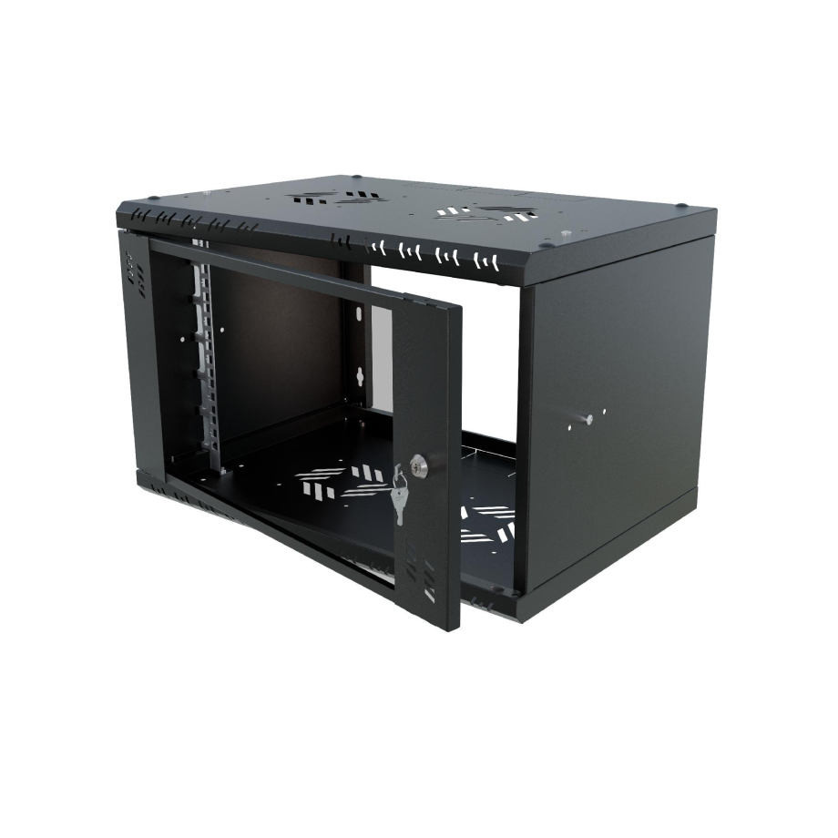 Stalflex Rack Cabinet 19" 6U, 350mm, Glass Door, Black