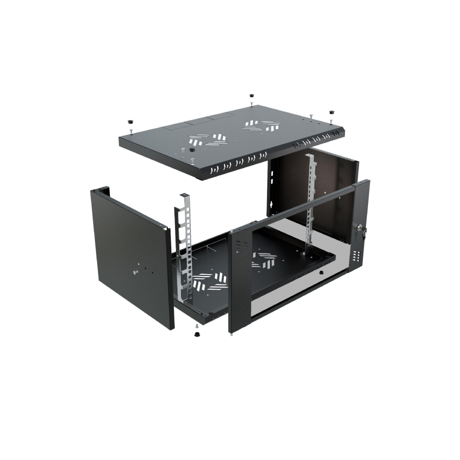 Stalflex Rack Cabinet 19" 6U, 350mm, Glass Door, Black